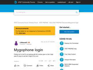 Mygophone login  AT&T Community Forums