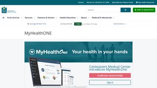 
                            1. MyHealthONE Patient Portal - Centerpoint Medical Center - Centerpointmedical Com Patient Portal