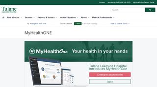 
MyHealthONE Patient Portal - Tulane Lakeside Hospital
