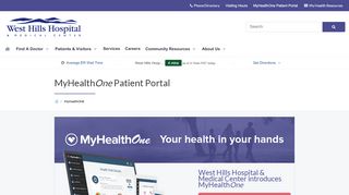 
                            1. MyHealthONE Patient Portal | West Hills Hospital - West Hills Hospital Patient Portal