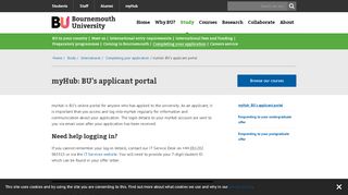 
                            5. myHub: BU's applicant portal | Bournemouth University - Ecu Admissions Portal