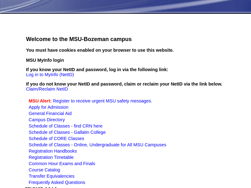 MyInfo MSU-Bozeman - Montana State University