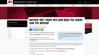 
​MyIUP Tip: Visit my.iup.edu to Sign On to MyIUP - News ...
