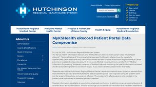 
MyKSHealth eRecord Patient Portal Data Compromise | Hutchinson ...
