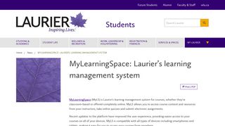 
                            3. MyLearningSpace: Laurier's learning management system ... - My Learning Space Wlu Portal