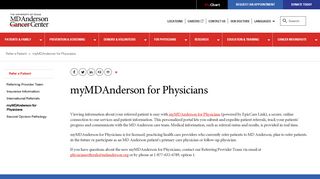 myMDAnderson for Physicians | MD Anderson Cancer Center - Md Anderson Portal Page