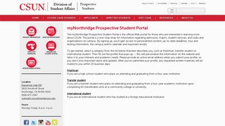 
                            5. myNorthridge Prospective Student Portal - CSUN.edu - Northridge Portal Csun Portal