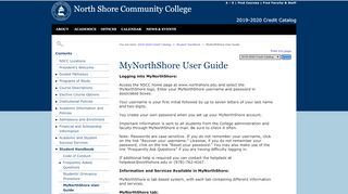 
MyNorthShore User Guide - North Shore Community College  
