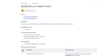 
MyOSCAR Link in Health Tracker  
