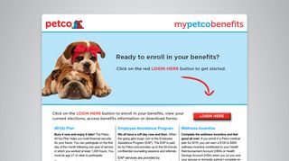
                            4. MyPetcoBenefits.com Landing Page - My Petco Benefits Portal