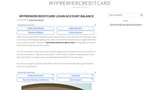 
MyPremierCreditCard Login Account Balance【Official】  
