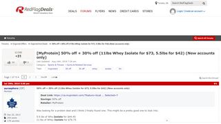 
                            3. [MyProtein] 50% off + 30% off (11lbs Whey Isolate for $73, 5.5lbs ... - Myprotein Login