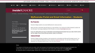 
MyRoanoke Portal and Email Information - Roanoke College
