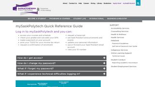 mySaskPolytech Quick Reference Guide