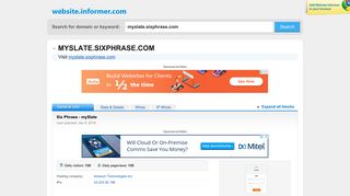 
                            4. myslate.sixphrase.com at WI. Loading... - Website Informer - Six Phrase Login