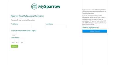 MySparrow - Login Recovery Page - mychart.sparrow.org