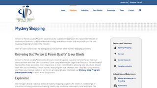 Mystery Shopping | Person To Person Quality - Person To Person Mystery Shopping Portal