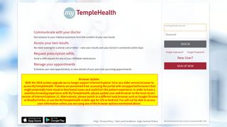 
myTempleHealth - Login Page
