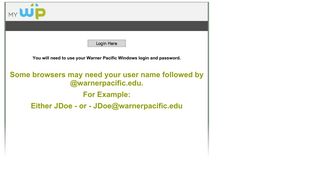 
                            3. MyWP Welcome - Warner Pacific Portal