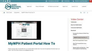 MyWPH Patient Portal How To - Cody Regional Health - Big Horn Basin Bone And Joint Patient Portal