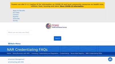NAR Credentialing FAQs  Texas Health and Human Services