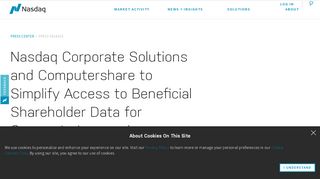 
                            5. Nasdaq Corporate Solutions and Computershare to Simplify ... - Computershare Issuer Online Portal