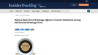
National Bank Direct Brokerage Highest in Investor ...  
