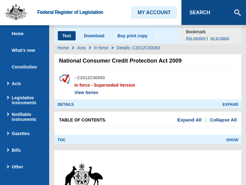
                            7. National Consumer Credit Protection Act 2009