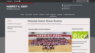 National Junior Honor Society - Harriet G. Eddy Middle School - Harriet Eddy School Loop Portal