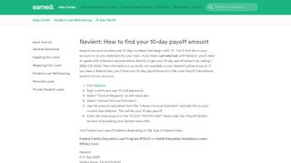 
Navient: How to find your 10-day payoff amount – Help Center  
