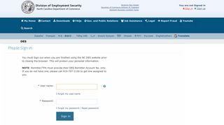 
                            6. NC Division of Employment Security :: Login - Employer D Portal
