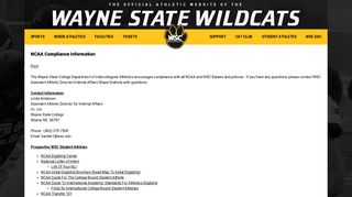 
                            8. NCAA Compliance Information - Wayne State College Athletics