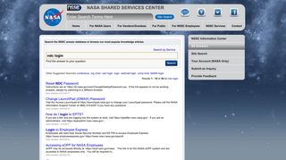 
ndc login - NSSC Information Center - NASA
