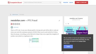 
                            8. neodollar.com - PTC Fraud, Review 615825 | ComplaintsBoard - Neodollar Login