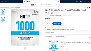 
                            6. Net10 $25 1000 Minutes Prepaid 30 days Plan (Email Delivery)