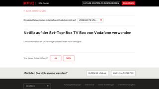 
                            1. Netflix auf der Set-Top-Box TV Box von Vodafone verwenden - Vodafone Web Portal Netflix