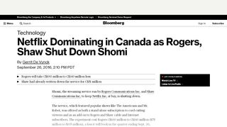 
                            4. Netflix Dominating in Canada as Rogers, Shaw Shut Down ... - Shomi Rogers Portal