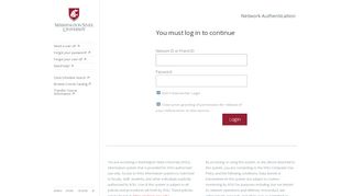 
                            10. Network Authentication Washington State University