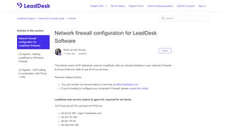 
                            3. Network firewall configuration for LeadDesk Software ... - Leaddesk Portal