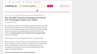 
                            5. Neu: Erstellen Sie Ihre Homepage erst mal mit dem ... - Telekom Homepage Creator Portal