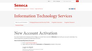 
New Account Activation - Seneca College  
