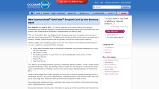 New AccountNow Gold Visa Prepaid Card by the Bancorp Bank