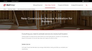 
New Construction Service Activation for Builders | Xcel Energy
