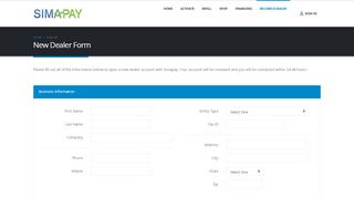 New Dealer Form | Simapay - Simapay Portal