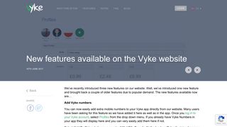 
                            5. New features available on the Vyke website - Vyke - Vyke Portal