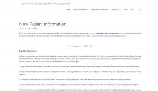
                            5. New Patient Information | Family First Healthcare Pain Management - Patient Portal Lavonia Clinic