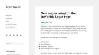 
                            5. New region count on the InWorldz Login Page – Daniel Voyager - Inworldz Portal