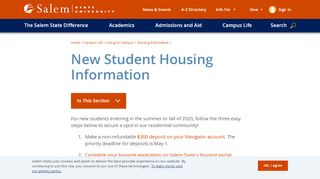 
                            2. New Student Housing Information | Salem State University - Salem State Housing Portal
