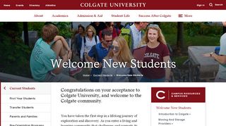 
                            2. New Students - Incoming First-Year Students - Colgate University - Colgate Student Portal
