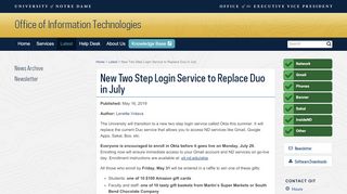 
                            6. New Two Step Login Service to Replace Duo in July // Latest ... - Notre Dame Two Step Portal
